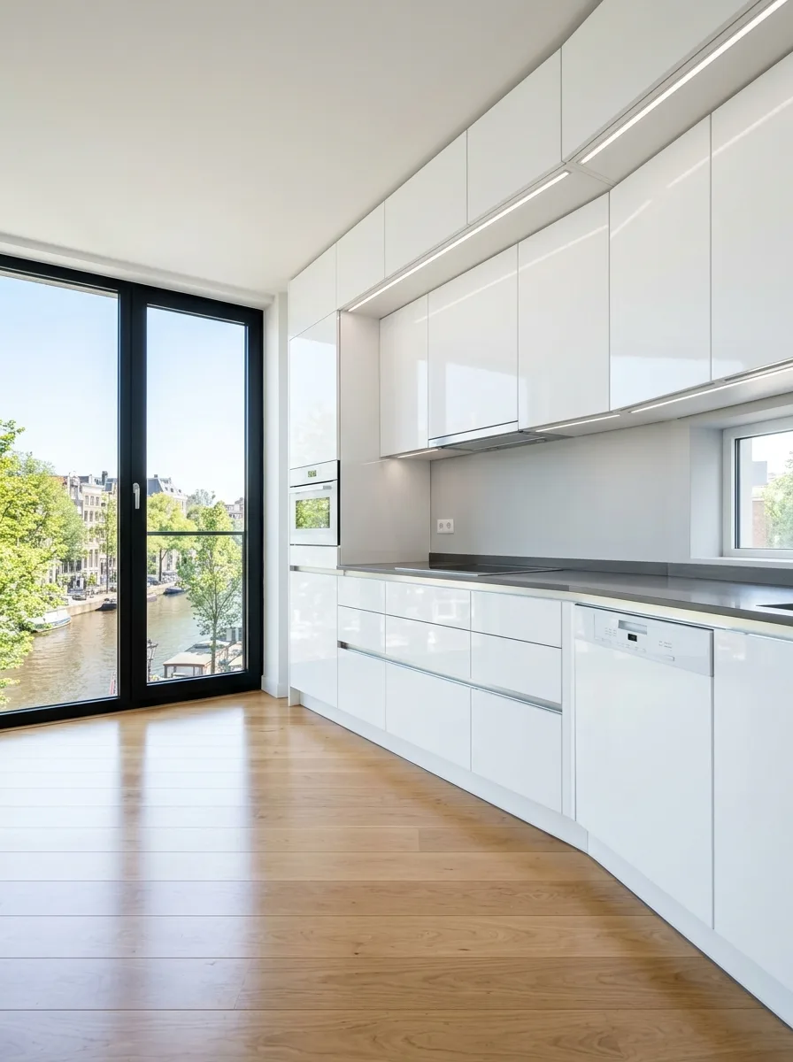 Moderne hoogglans keuken in wit