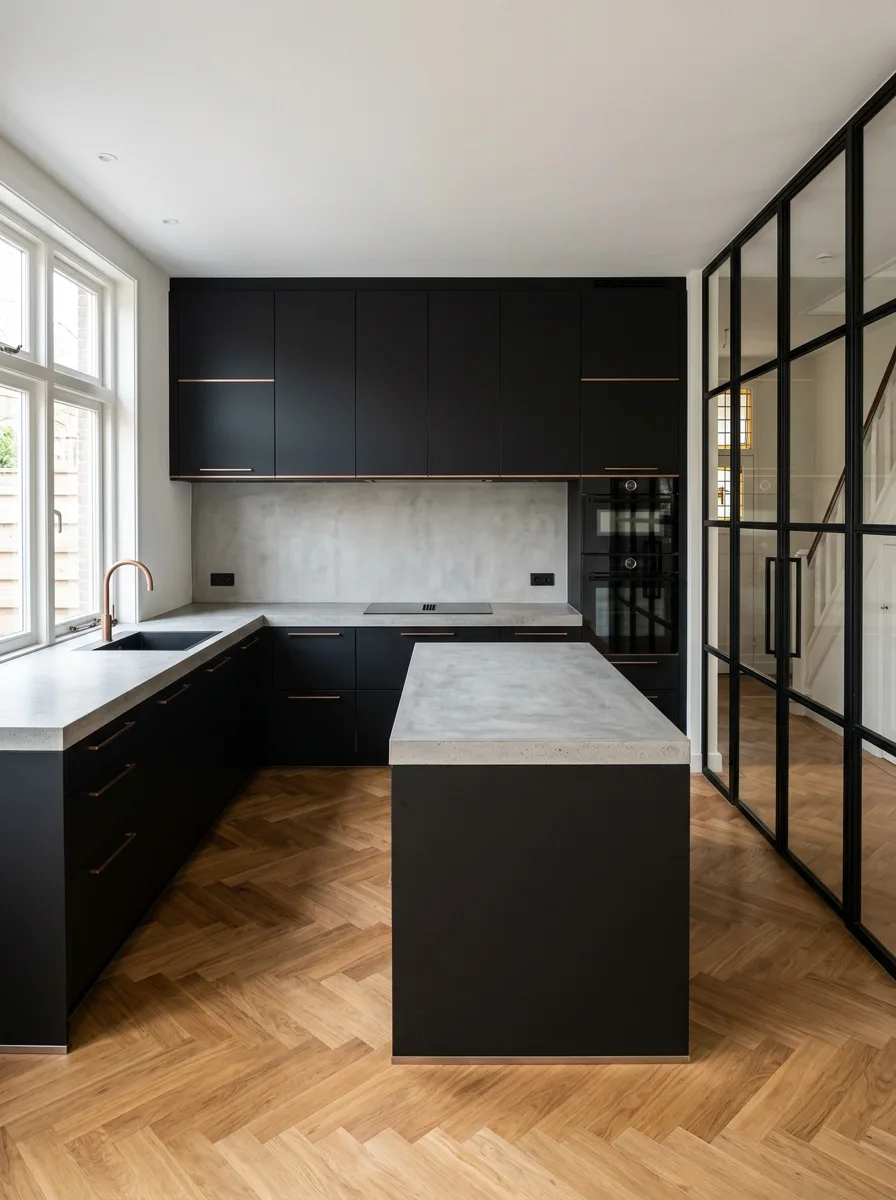 Industriële keuken in matzwart